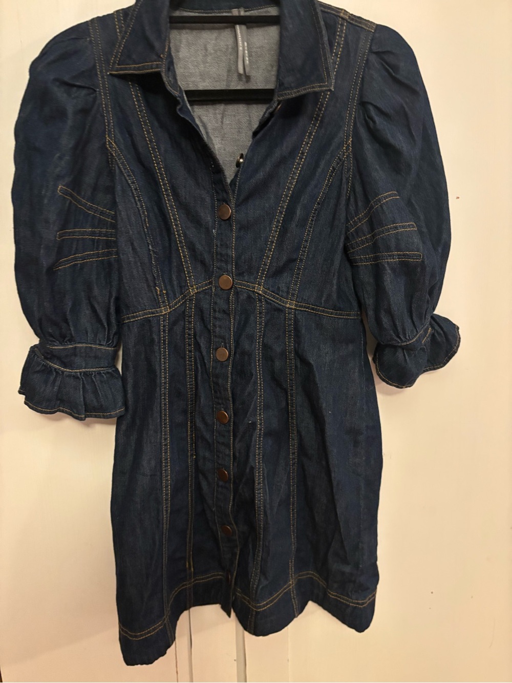 Anthropologie Dark Blue Denim Mini Dress